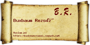 Buxbaum Rezső névjegykártya